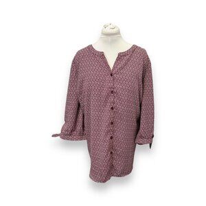 Catherines Women's Plus Size Georgette Buttonfront Tie Sleeve Cafe Blouse 2X